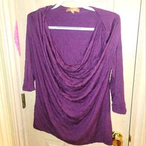 Womens Plus Sz 1X Ellen Tracy Draped Front Neckline Shirt